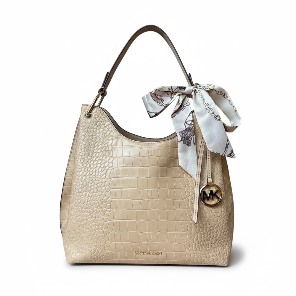 Michael Kors Tan Crocodile-Embossed Shoulder Bag